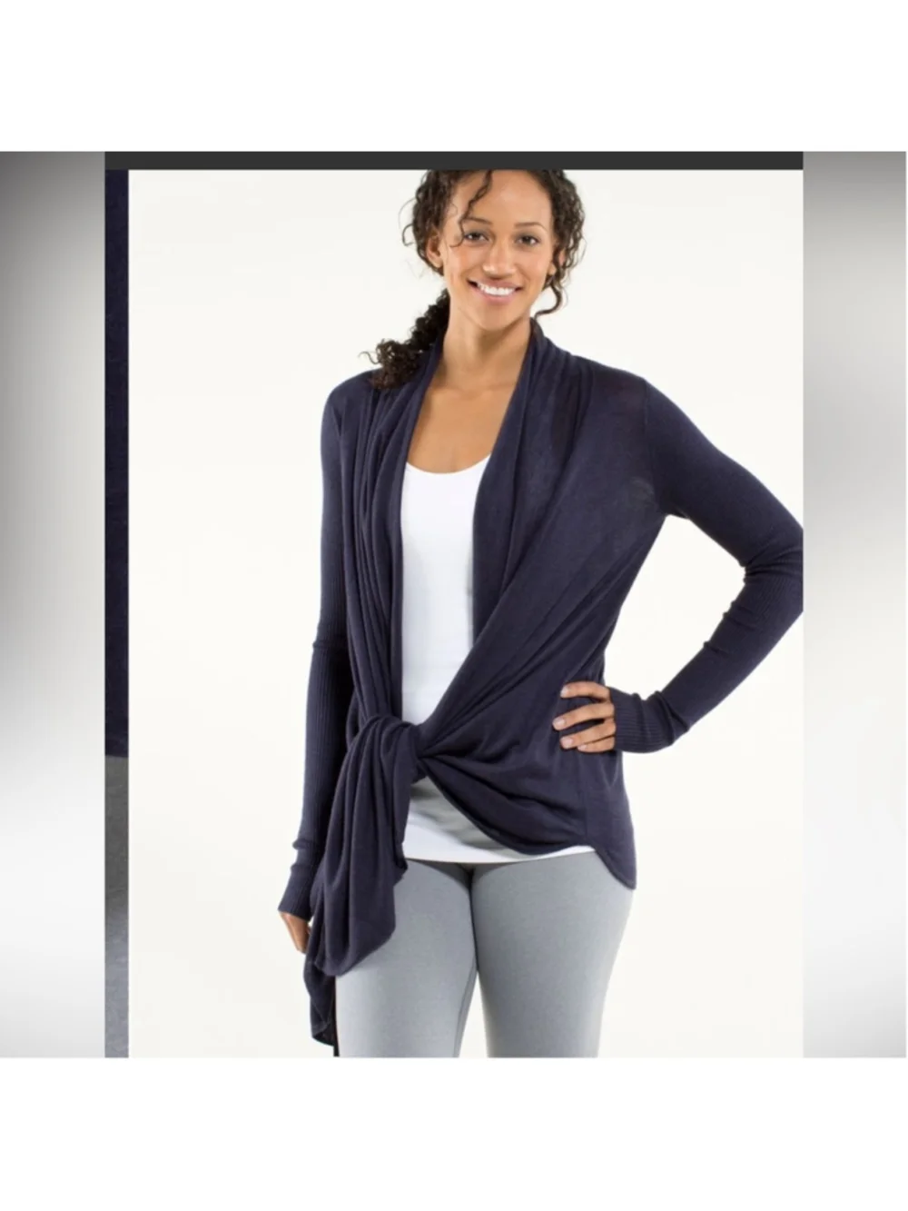 Lululemon Universal Wrap tencel bamboo cashmere  Heathered Black Swan yoga sz sm